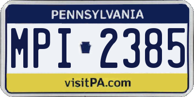 PA license plate MPI2385