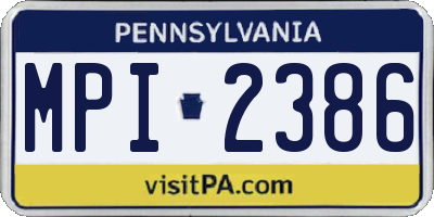 PA license plate MPI2386