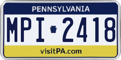 PA license plate MPI2418