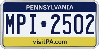 PA license plate MPI2502