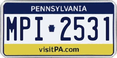 PA license plate MPI2531