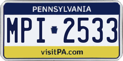 PA license plate MPI2533