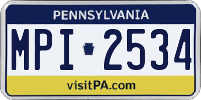 PA license plate MPI2534
