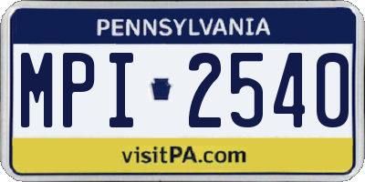 PA license plate MPI2540