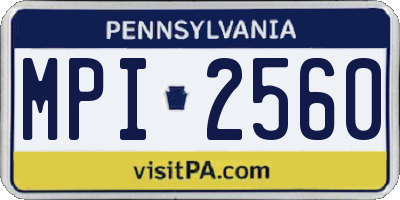 PA license plate MPI2560