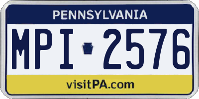 PA license plate MPI2576