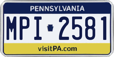PA license plate MPI2581