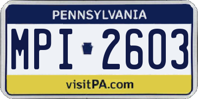PA license plate MPI2603