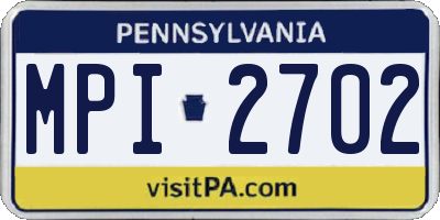 PA license plate MPI2702