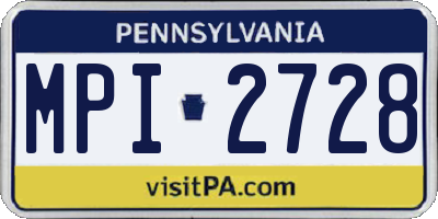 PA license plate MPI2728