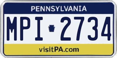 PA license plate MPI2734