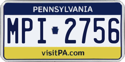 PA license plate MPI2756