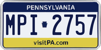 PA license plate MPI2757