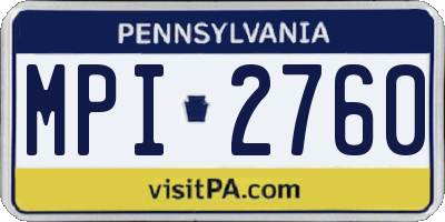 PA license plate MPI2760