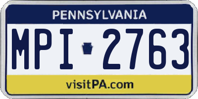 PA license plate MPI2763