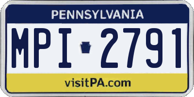 PA license plate MPI2791