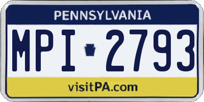 PA license plate MPI2793