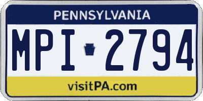 PA license plate MPI2794