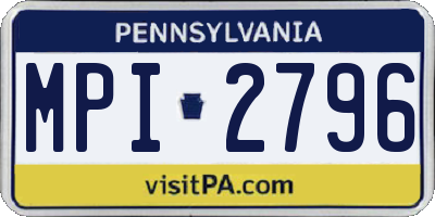PA license plate MPI2796