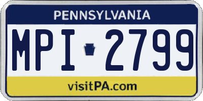 PA license plate MPI2799