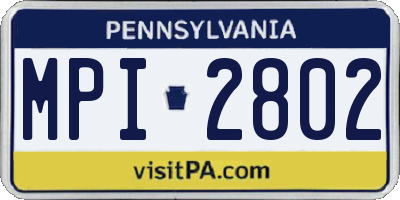 PA license plate MPI2802