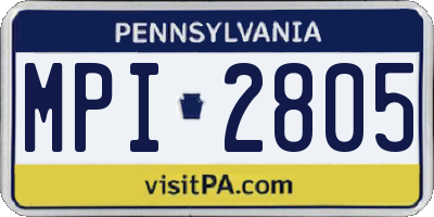 PA license plate MPI2805