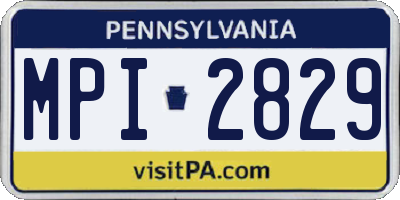 PA license plate MPI2829