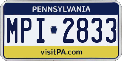 PA license plate MPI2833