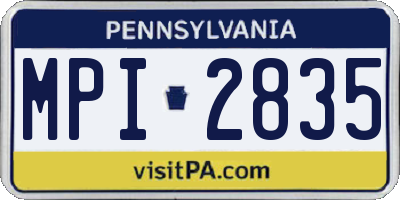 PA license plate MPI2835