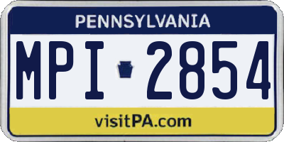 PA license plate MPI2854