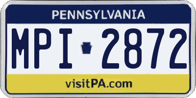 PA license plate MPI2872