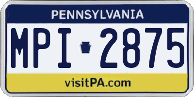 PA license plate MPI2875