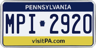 PA license plate MPI2920