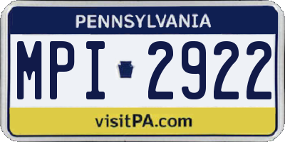 PA license plate MPI2922