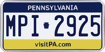 PA license plate MPI2925