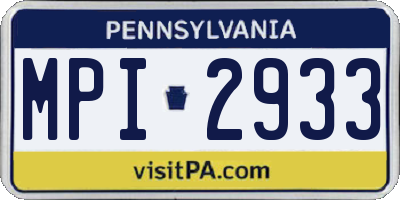PA license plate MPI2933