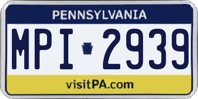 PA license plate MPI2939