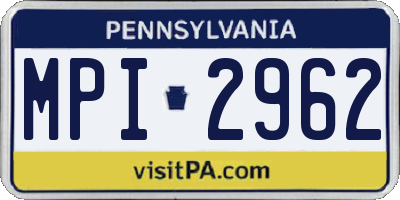 PA license plate MPI2962