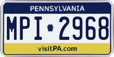 PA license plate MPI2968