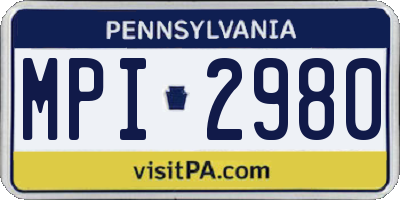 PA license plate MPI2980