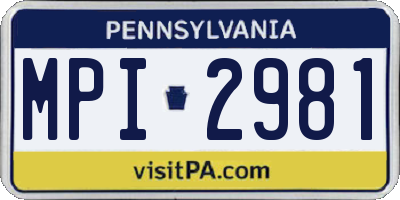 PA license plate MPI2981
