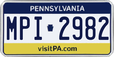 PA license plate MPI2982