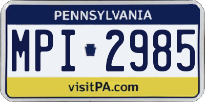 PA license plate MPI2985