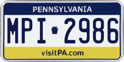 PA license plate MPI2986