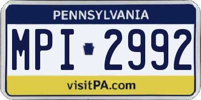 PA license plate MPI2992