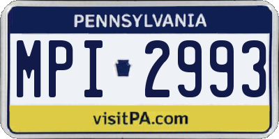 PA license plate MPI2993