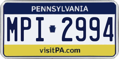 PA license plate MPI2994