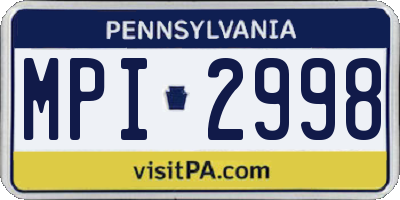PA license plate MPI2998
