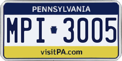 PA license plate MPI3005