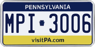 PA license plate MPI3006